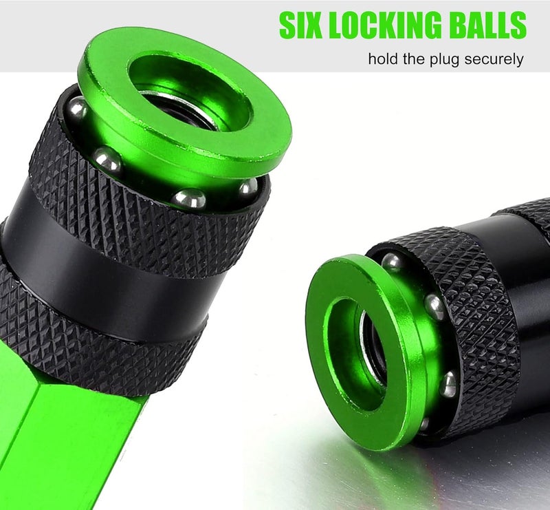 FYPower 15 Pieces 1/4" NPT Aluminum Air Coupler and Plug Kit, Quick Connect Air Fittings, Industrial Quick Connector Set (Green) - Image 4
